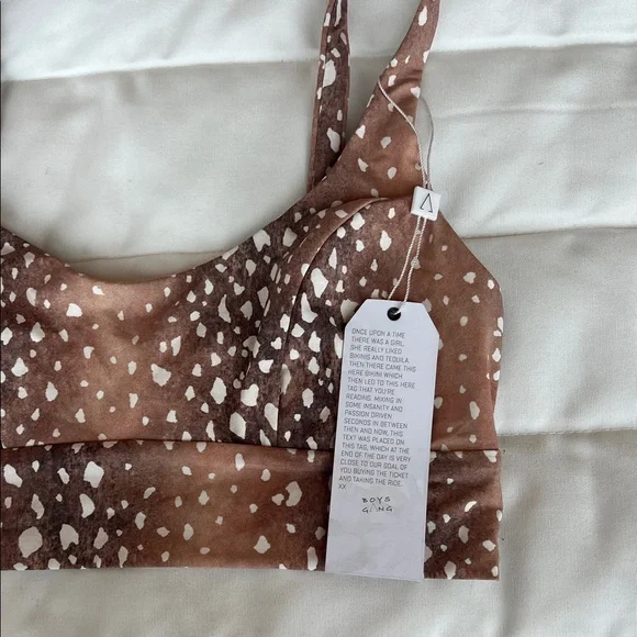 Boys + Arrows Bikini Top – Brown Speckled / Fawn Print/Bambi - Picture 2 of 4